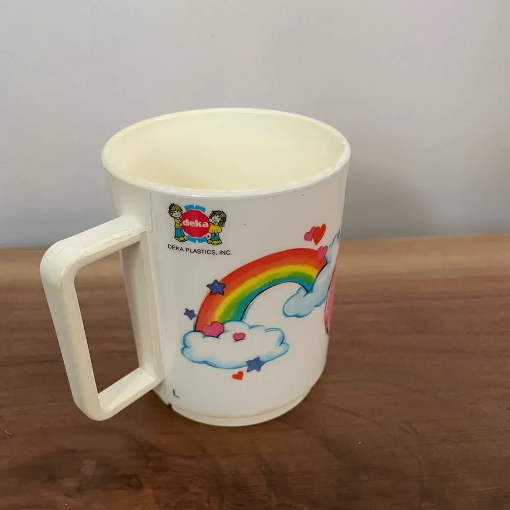 VINTAGE 1985 DEKA PLASTICS CARE BEAR CHEER BEAR PLASTIC MUG CUP